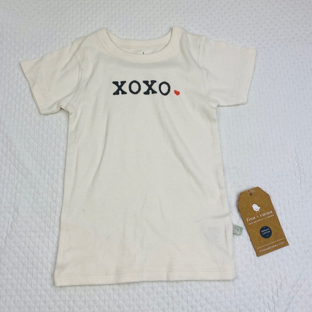 NWT Finn + Emma Hugs and Kisses XOXO Shirt Top Girl Boy 2T Organic Cotton $24